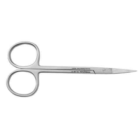 Iris Scissors  curved, 11,5 cm, big rings, square-edged Left hander