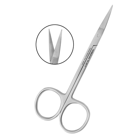 Iris Scissors  curved, 11,5 cm, big rings, square-edged Left hander